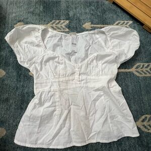 Women’s White Smocked Blouse one size NWT
